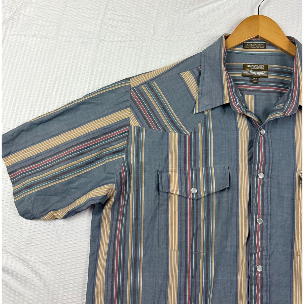 Vintage Outlaw Western Wear Mens 2xlt Tall Blue S… - image 1